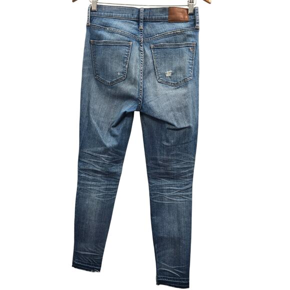 Madewell Jeans Women 27 Blue Skinny High Rise Stretch Destroyed Distressed Denim - Picture 3 of 13